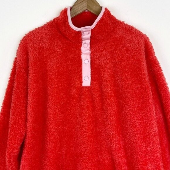 Crown & Ivy Coral Orange Woobie Fleece Pullover - Picture 10 of 10